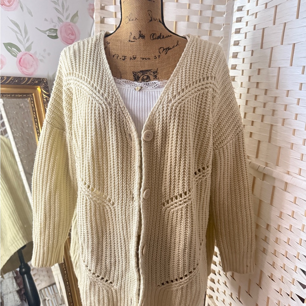 Vintage Cream/Oatmeal Oversized Knit Cardigan